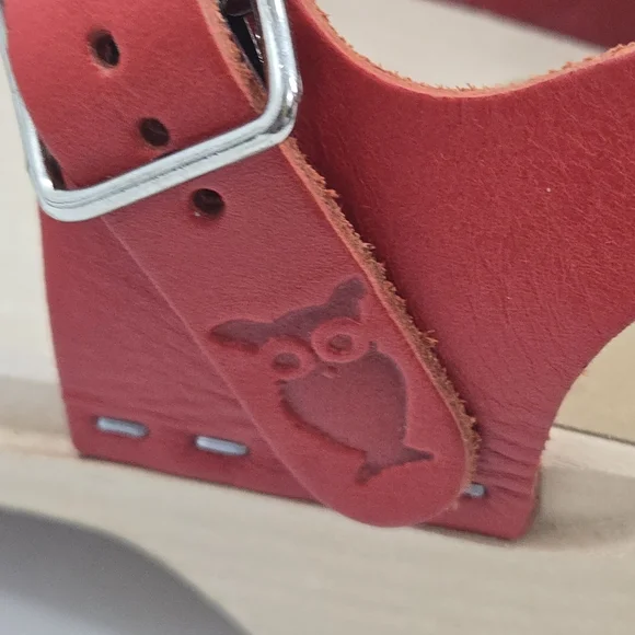 Sandgrens Milan‎ Red Clog Shoes Wooden Heels - Picture 7 of 14